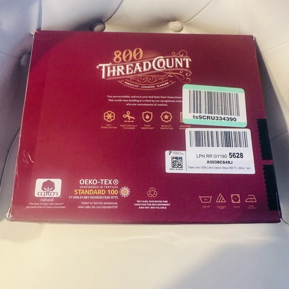 TEXAS LINEN CO. Pure Cotton Bed Sheets (twin,800 Thread Count) white open box - Picture 3 of 7